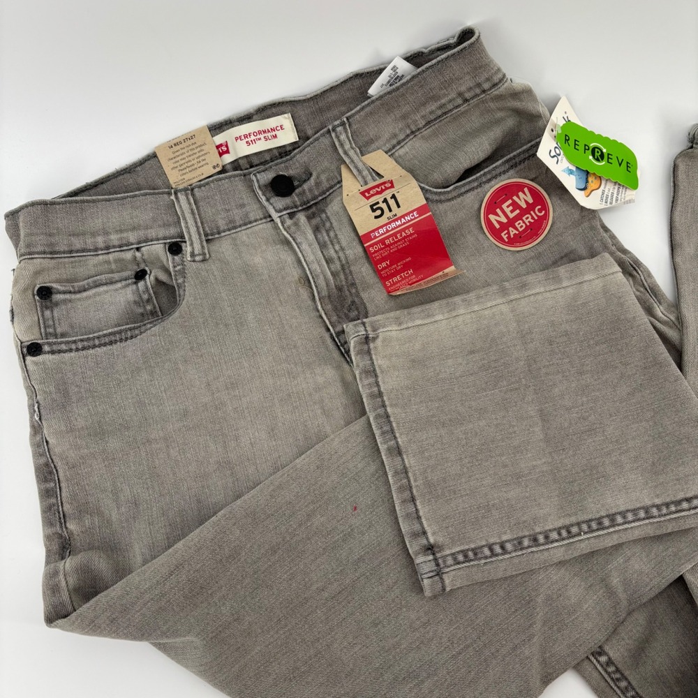 Levi's 511 Slim Performance Jeans Women 14 Grey Stretch Soil Release